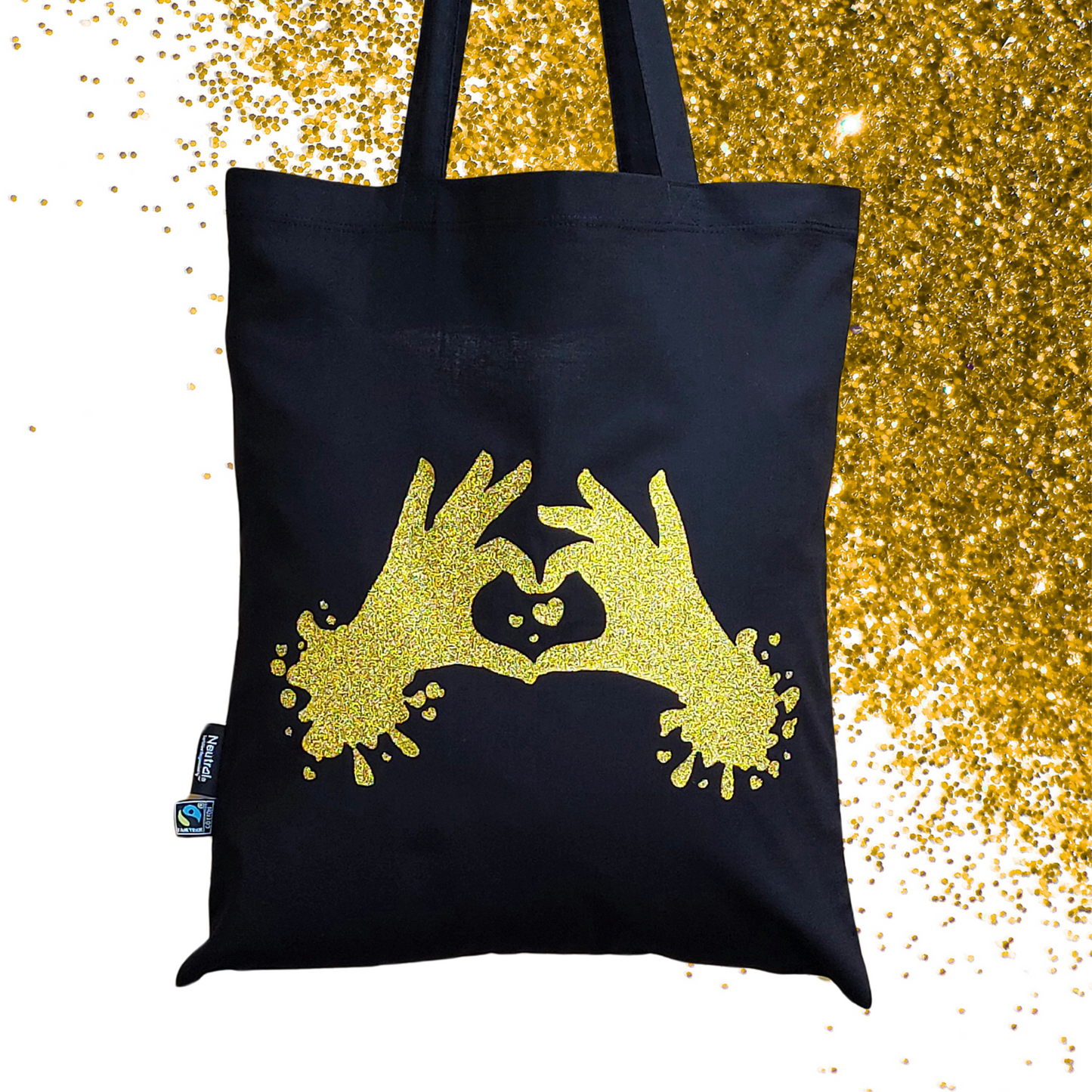 Tote bag - Heart hands - Glitter: gold