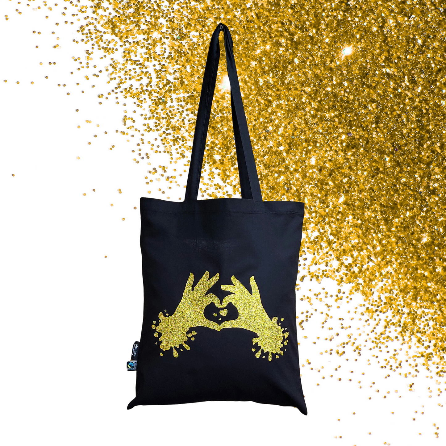 Tote bag - Heart hands - Glitter: gold