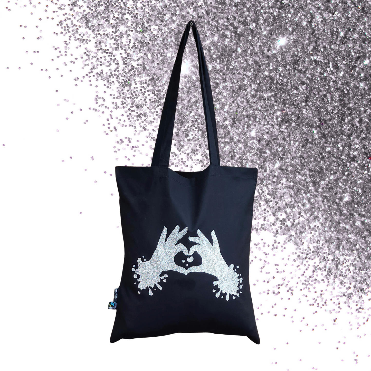 Mulepose - Heart hands - Glimmer: sølv